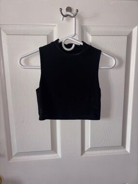 Mock Neck Black Sleeveless Crop Top